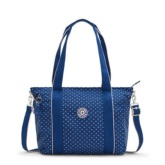 Kipling Asseni Small Printed Tote Bags Soft Dot Blue | CA 1467DF